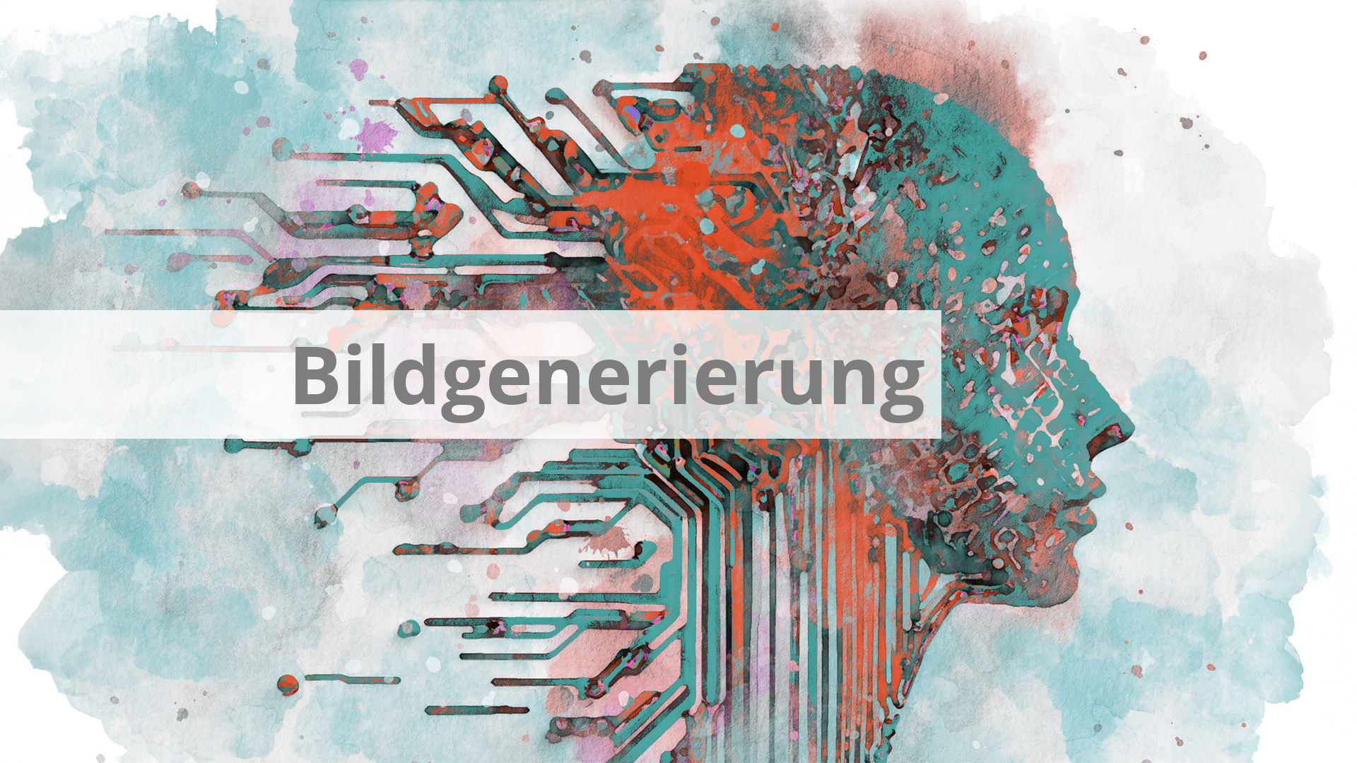 Digitaler Kopf mit der Aufschrift "Bildgenerierung"