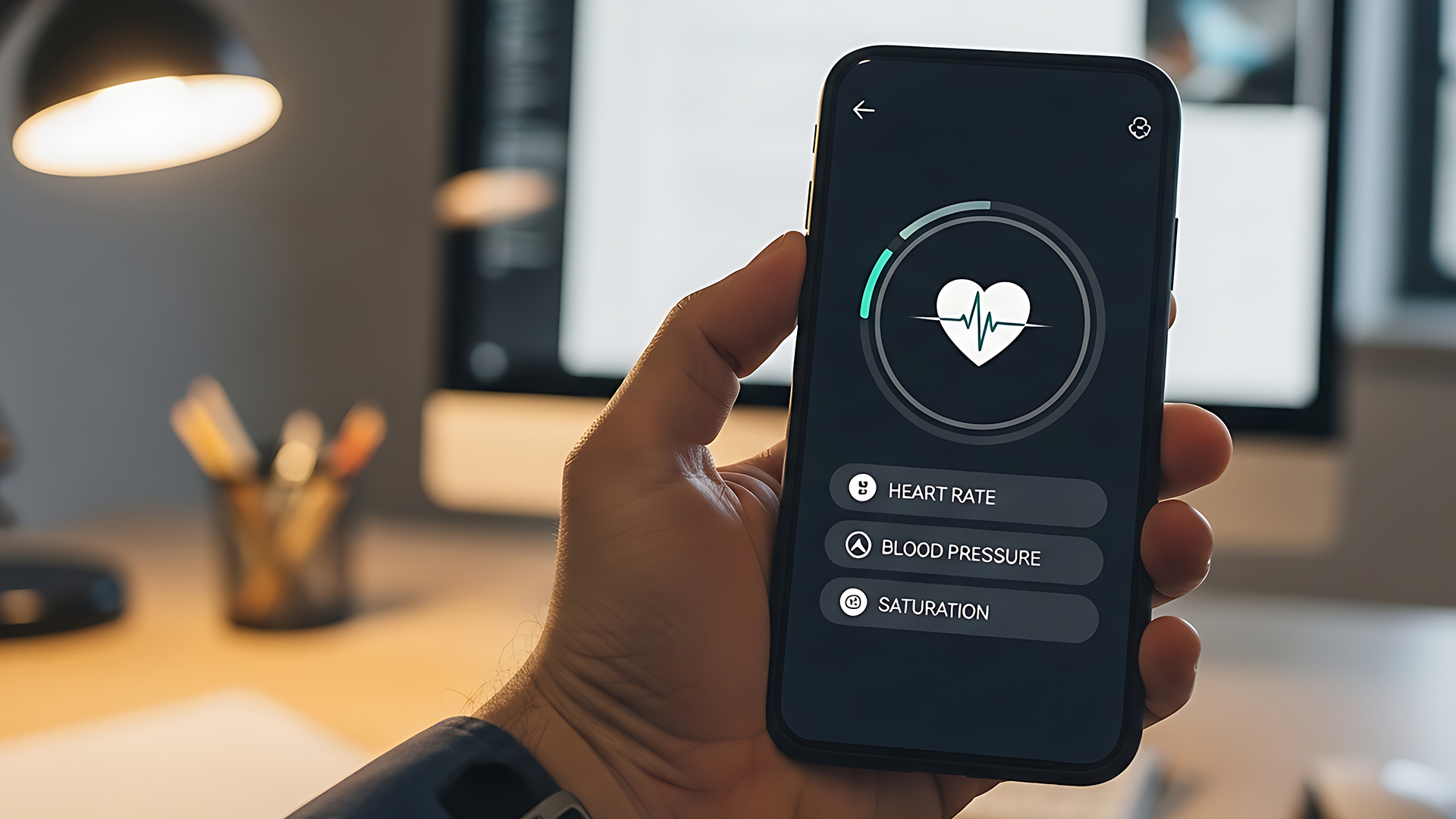 Smartphone zeigt den Gesundheitsstatus einer Person an.