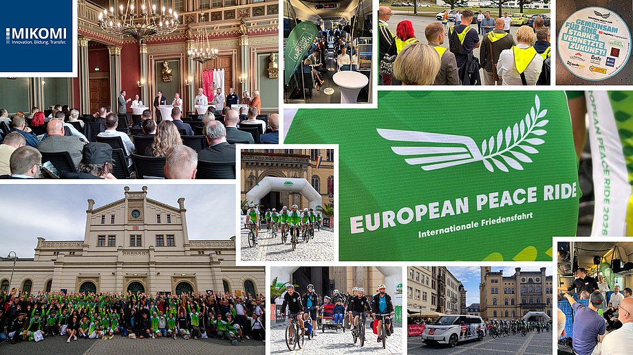 Bildcollage zum Wirtschaftsdialog im Rahmen des European Peace Ride 2026