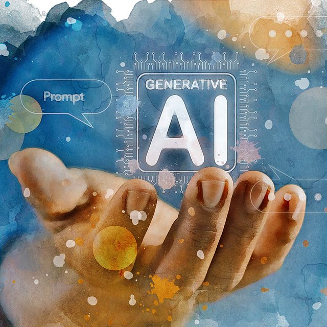 Eine Person h&auml;lt eine Hand offen und die Buchstaben "AI" stehen darin wie ein Hologramm.